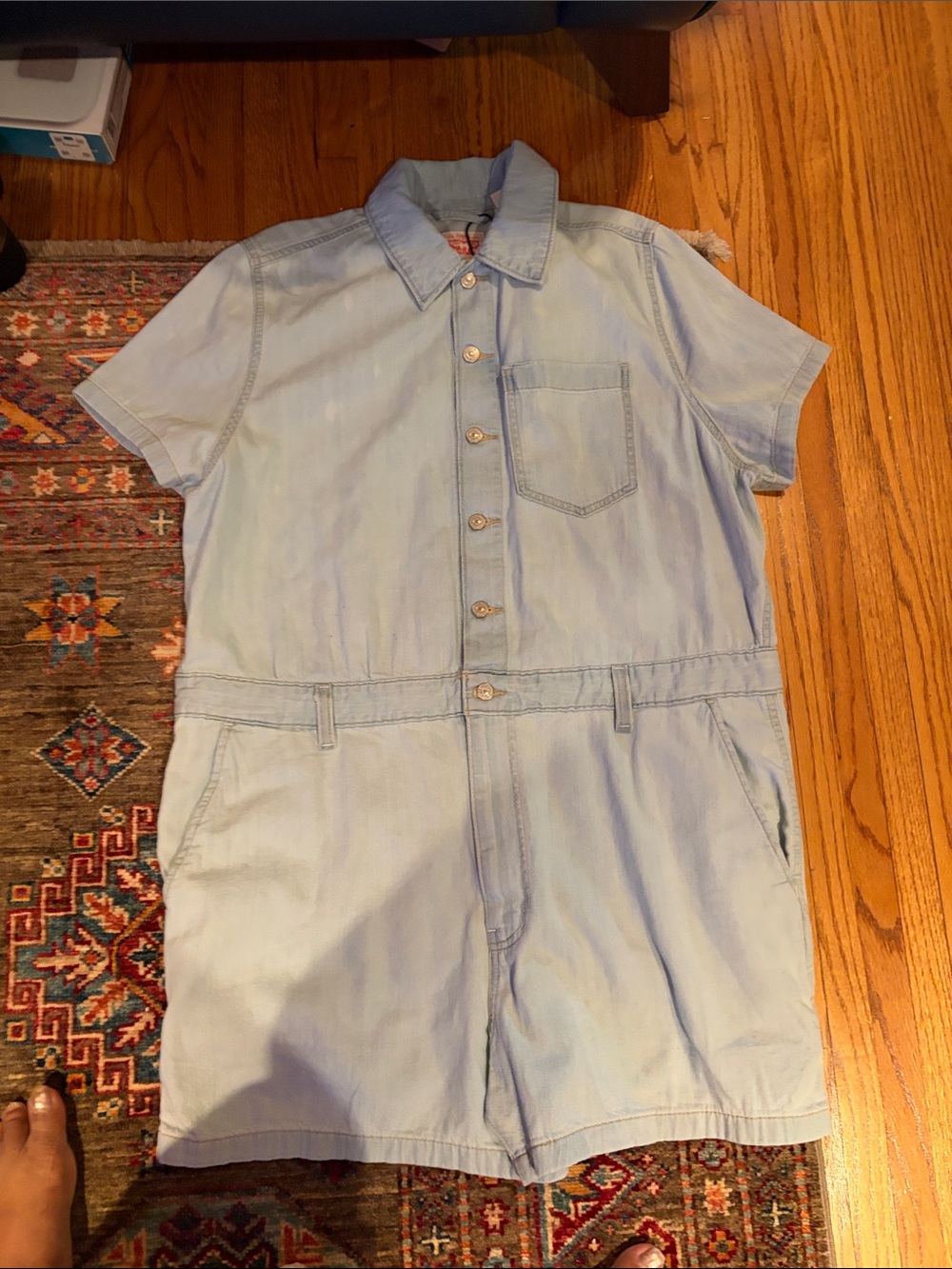 Levi's Light Blue Short-Sleeve Denim Romper